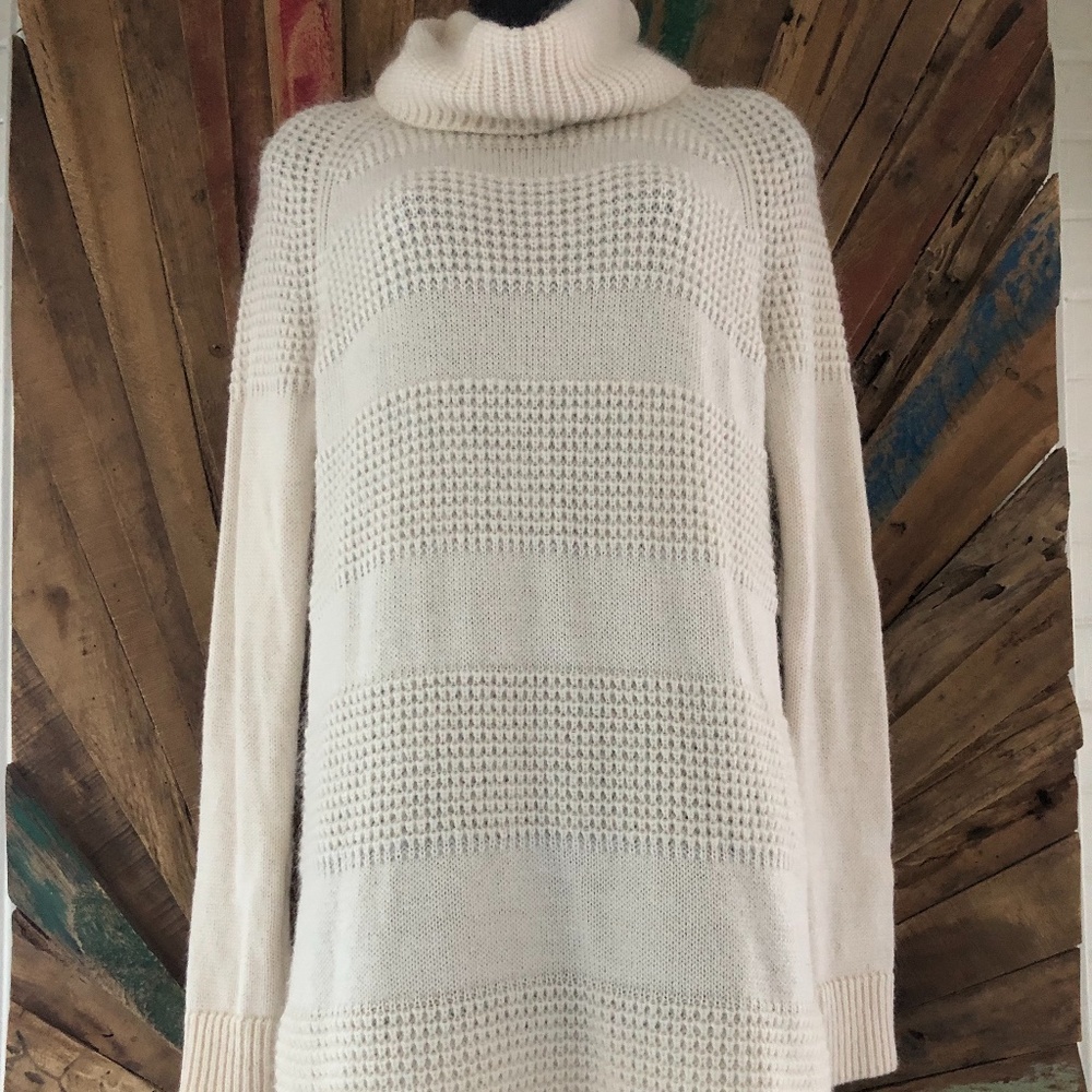 Intermix wool/mohair ivory mixed knit/chunky knit sweater dress/tunic Sz S